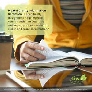 Irwin Naturals Mental Clarity Information Retention - 60 Liquid Soft-Gels - Helps Increase Attention to Detail & Retain and Recall Information Faster - 30 Total Servings