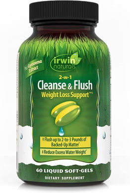 Irwin Naturals 2-in-1 Cleanse & Flush Weight Loss Support - 60 Liquid Soft-Gels - Flushes Digestive Tract & Reduces Bloating - 30 Total Servings