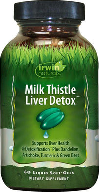 Irwin Naturals Milk Thistle Liver Detox - 60 Liquid Soft-Gels, Supports Liver Health with Dandelion, Artichoke, Turmeric & Green Beet Root - 30 Total Servings