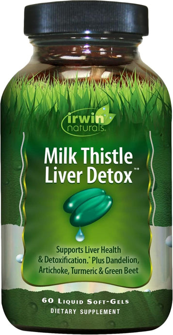 Irwin Naturals Milk Thistle Liver Detox - 60 Liquid Soft-Gels, Supports Liver Health with Dandelion, Artichoke, Turmeric & Green Beet Root - 30 Total Servings