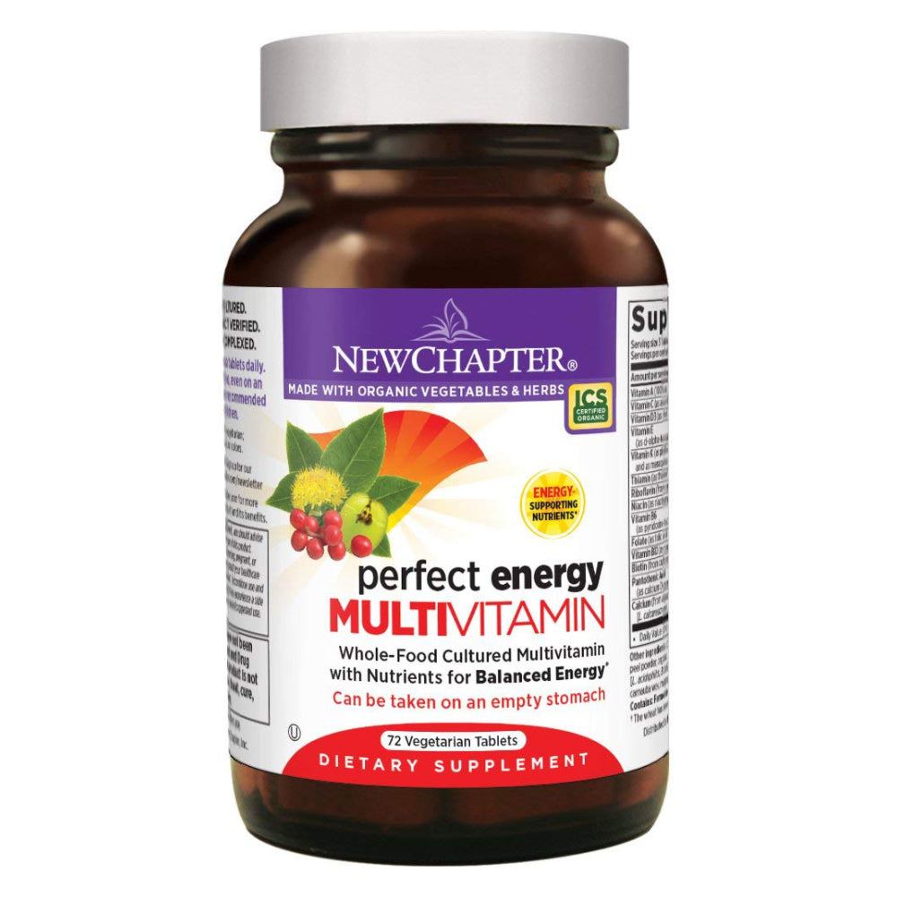 New Chapter Perfect Energy Multivitamin with Vitamin B12 + Vitamin B6 + Vitamin D3 - 72 Vegetarian Tablets
