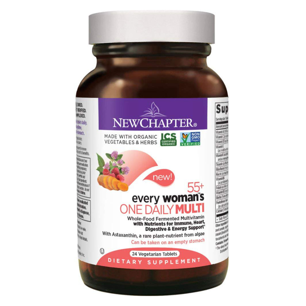 New Chapter Multivitamin Every Woman's One Daily 55+ with Fermented Probiotics + Whole Foods + Astaxanthin + Vitamin D3 + B Vitamins - 24 Vegetarian Tablets