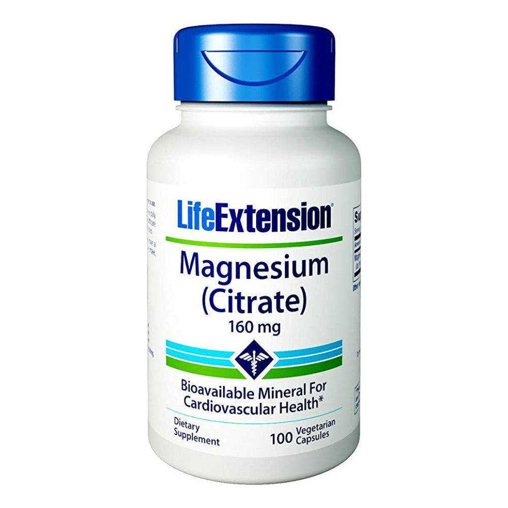 Life Extension Magnesium Citrate 160 mg Promotes Cardiovascular Health, Non-GMO - 100 Vegetarian Capsules