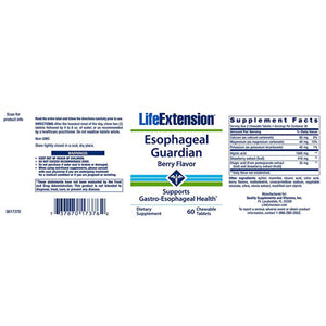 Life Extension Esophageal Guardian Berry Flavor Supports Stomach Health - 60 Chewable Tablets