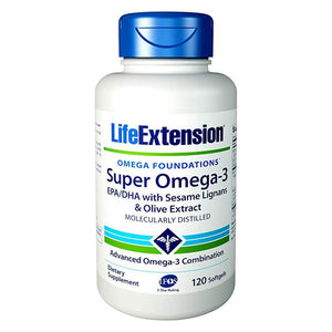 Life Extension Super Omega-3 Fish Oil with Sesame Lignans & Olive Extract, Heart & Joint Support - 120 Softgels 