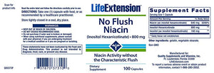 Life Extension No Flush Niacin Vitamin B3 Supports Heart, Liver, Metabolism - 100 Capsules