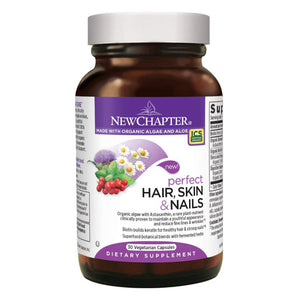 New Chapter Perfect Hair, Skin & Nails Supplement Builds Healthy Hair & Strong Nails with Biotin + Astaxanthin - 30 Vegetarian Capsules