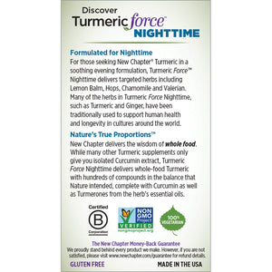 New Chapter Turmeric Force Nighttime Supplement, Sleep Aid plus Ginger Supports Restful Night and Inflammation Response - 60 Vegetarian Capsules