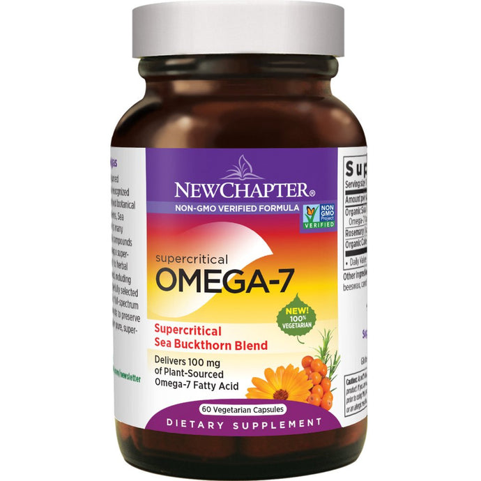 New Chapter Supercritical Omega-7 with Sea Buckthorn Plant-Sourced Fatty Acids Non-GMO - 60 Vegetarian Capsules