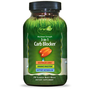 Irwin Naturals 3-in-1 Carb Blocker Appetite Control Metabolism Support - 75 Liquid Softgels
