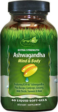Irwin Naturals Extra Strength Ashwagandha Mind & Body Adaptogenic Herbs Supports Stress Response, Mood, Mental & Physical Performance with Cordyceps, Turmeric, BioPerine & More - 60 Liquid Softgels