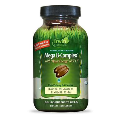 Irwin Naturals Mega B-Complex Vitamin B with Quick Energy MCT's - 60 Softgels