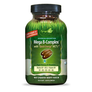 Irwin Naturals Mega B-Complex Vitamin B with Quick Energy MCT's - 60 Softgels