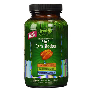 Irwin Naturals 3-in-1 Carb Blocker Appetite Control Metabolism Support - 150 Liquid Softgels