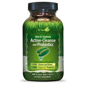 Irwin Naturals Active-Cleanse & Probiotics Aloe & Triphala Cleanse & Detox 2-Part Colon Care Formula - 60 Liquid Soft-Gels