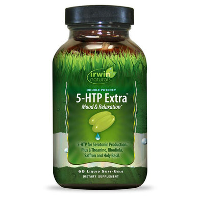 Irwin Naturals - Double Potency 5-HTP Extra - 60 ct - Mood & Relaxation; 5-HTP for Serotonin Production Plus L-Theanine, Rhodiola, Saffron and Holy Basil