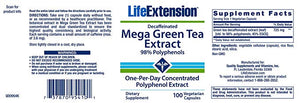 Life Extension Mega Green Tea Extract Decaffeinated - 100 Vegetarian Capsules