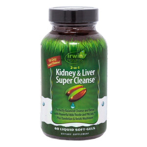 Irwin Naturals 2-in-1 Kidney and Liver Super Cleanse with Milk Thistle, Dandelion Detox Supplement 60 Liquid Softgels