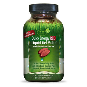 Irwin Naturals Quick Energy RED Liquid-Gel Multi with Nitric Oxide Booster Daily Multivitamin, 72 Liquid Softgels