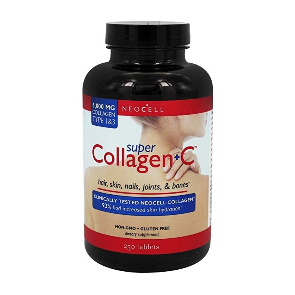 NeoCell Super Collagen + C  6000mg Collagen Type 1&3 + Vitamin C Promotes Healthy Hair, Skin, Nails, Joints, Tendons, Bones Non-GMO, Gluten-Free - 250 Tablets