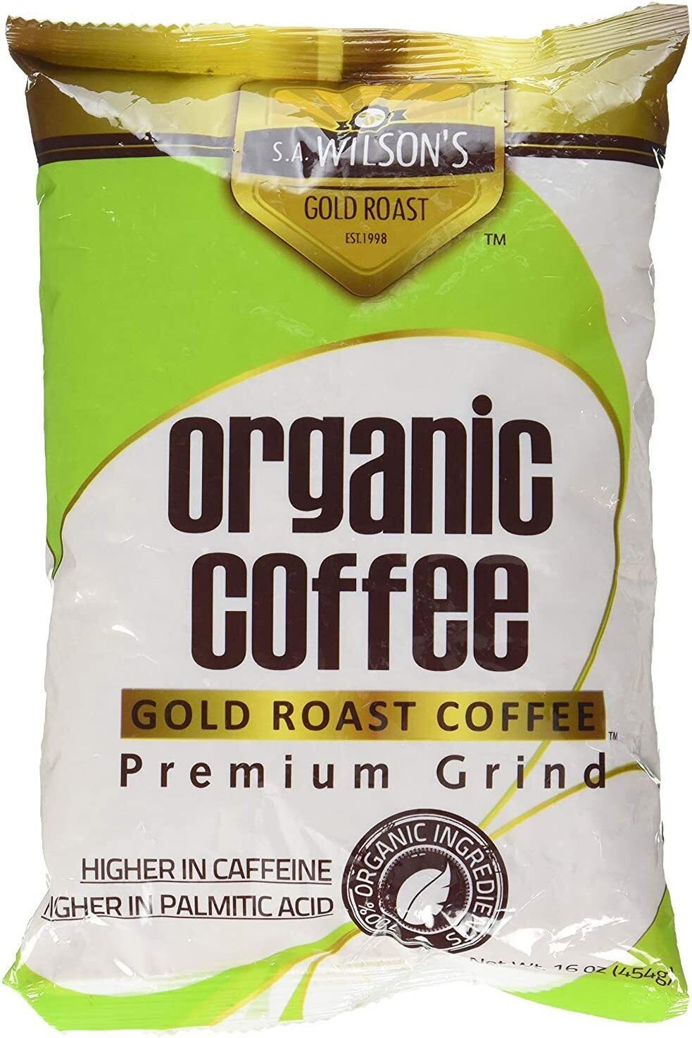 S.A. Wilson's Gold Roast Enema Coffee, Organic, Premium Ground, One Pound Bag