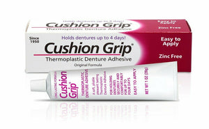Cushion Grip Thermoplastic Denture Adhesive 1 OZ (28g), Waterproof and Zinc Free